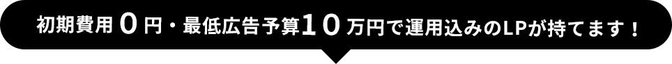 初期費用０円・最低予算10万円で運用込みのＬＰが持てます！